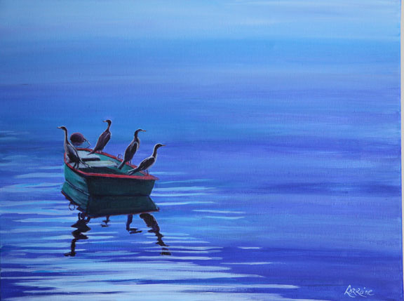 Cormorants on Dory - Sold