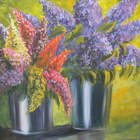 Pails of Flowers - SOLD